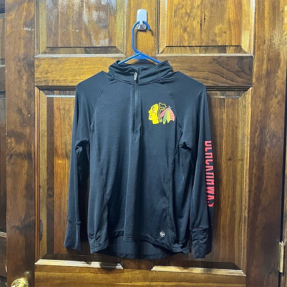 47 Chicago Blackhawks Jacket Womens Size S Black 1/4 Zip Pullover